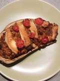 Aubergines farcies aux légumes et fromage de chèvre
