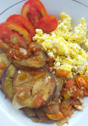 Foto resep Tumis terong kecap dan Scramble Egg sehat #DIET #DEBM
