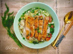 Hình của món Bún chả cá chiên.