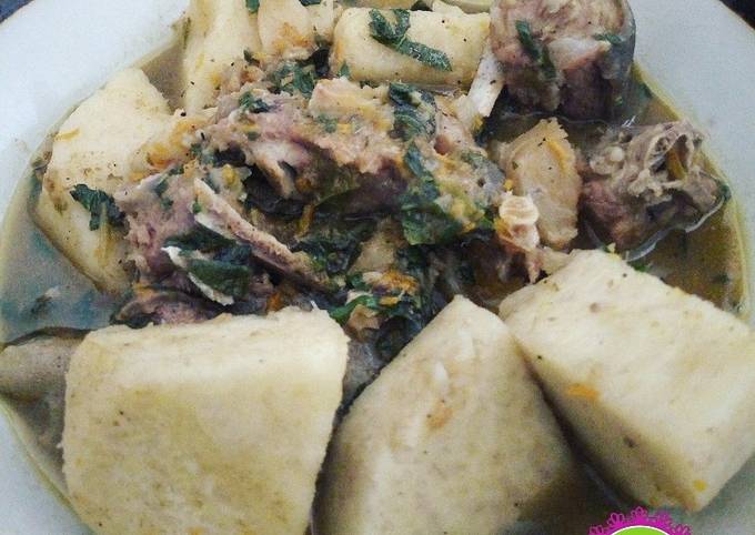 Goat meat, stock fish and yam pepper soup