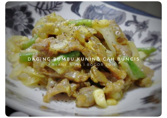 Cara Memasak Daging bumbu kuning cah buncis Irit Untuk Jualan