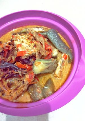 Foto resep 26. Pecel Terong Tempe Ikan Asap Pedas