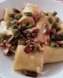 Paccheri pancetta affumicata e fagiolini