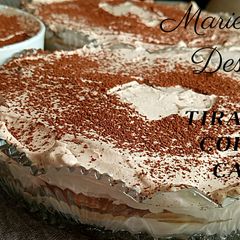 A picture of Tiramisu Coffee Cake | No-Bake Cake | Marie biscuit Dessert.
