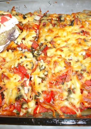 Фото Запеканка из баклажан с курицей.