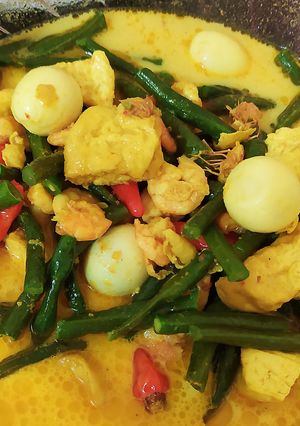 Foto resep Gulai kacang panjang tahu telur puyuh