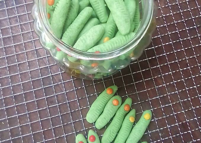 Pandan Caterpillar Cookies RENYAH SIMPLE NO MIXER