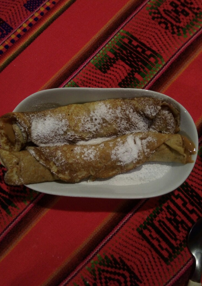 Una foto de Panqueques con dulce de leche