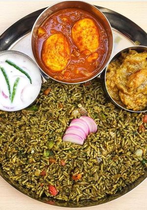 A picture of Pudina Pulao/Mint rice.