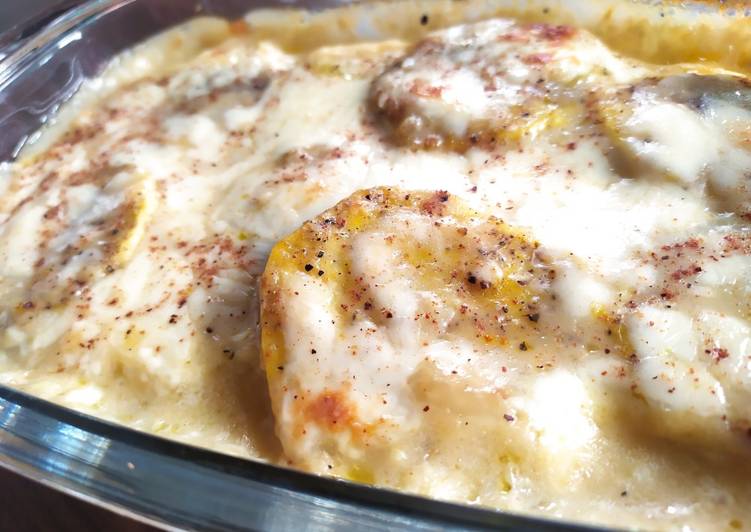 Batata doce gratinada ao molho branco