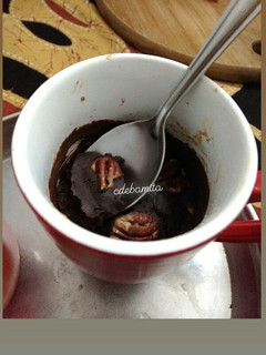 A picture of Whole wheat pecan chocolate mug cake.