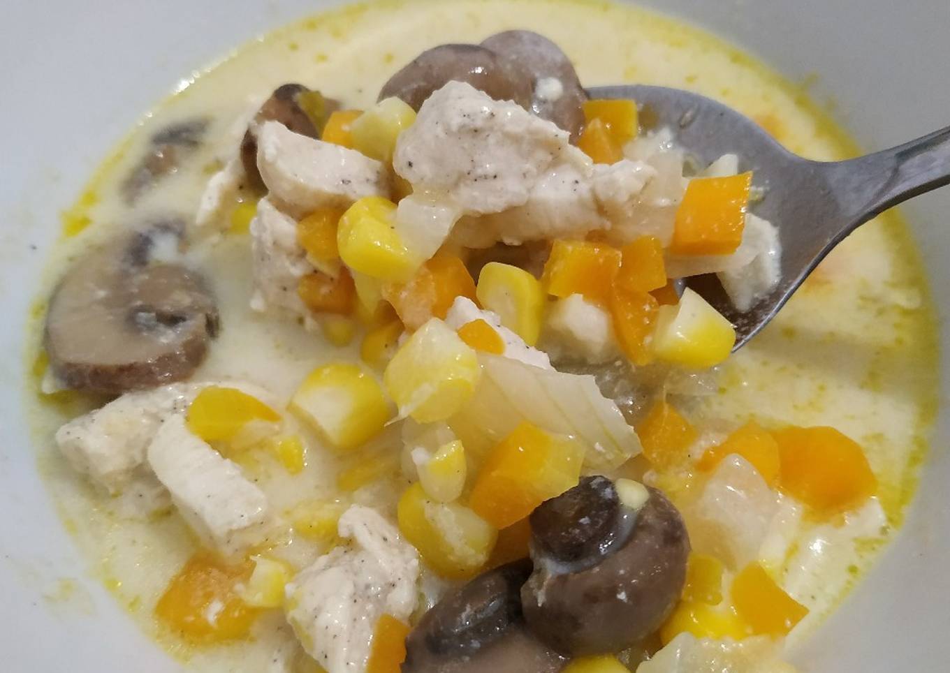 Chicken creamy soup with veg