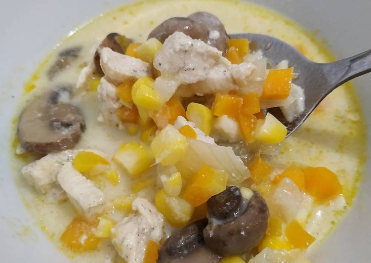 Easiest Way to Cook Delicious Chicken creamy soup with veg