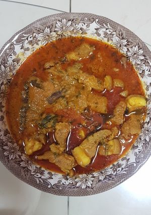 A picture of South Indian Pork vindhalu.