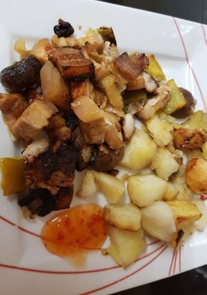 A picture of My Sweet Chilli Pork Belly & Veg.
