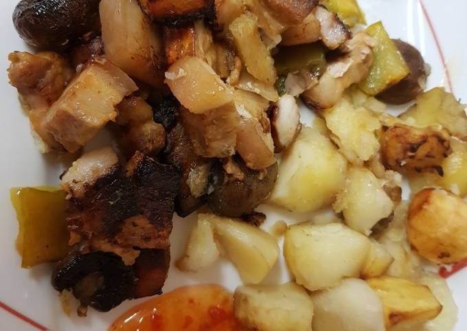 Recipe of Award-winning My Sweet Chilli Pork Belly &amp;amp; Veg