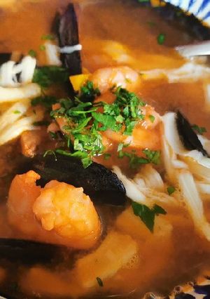 Una foto de Cazuela de mariscos