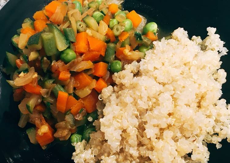 Verduras salteadas con quinoa