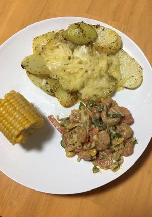 A picture of 20 minutes Prawn 🍤 Stir Fry Potato 🥔 wedges...