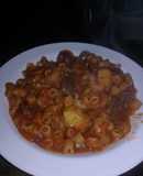 Guiso de carne y fideos coditos