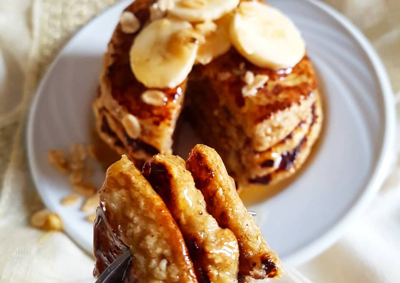 Pancakes healthy à la banane et aux flocons d'avoine🍯