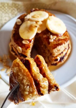 Une photo de Pancakes healthy à la banane et aux flocons d'avoine🍯