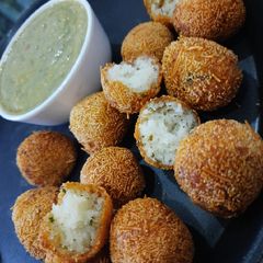 A picture of Paneer and curd Balls Cheese balls without cheese.