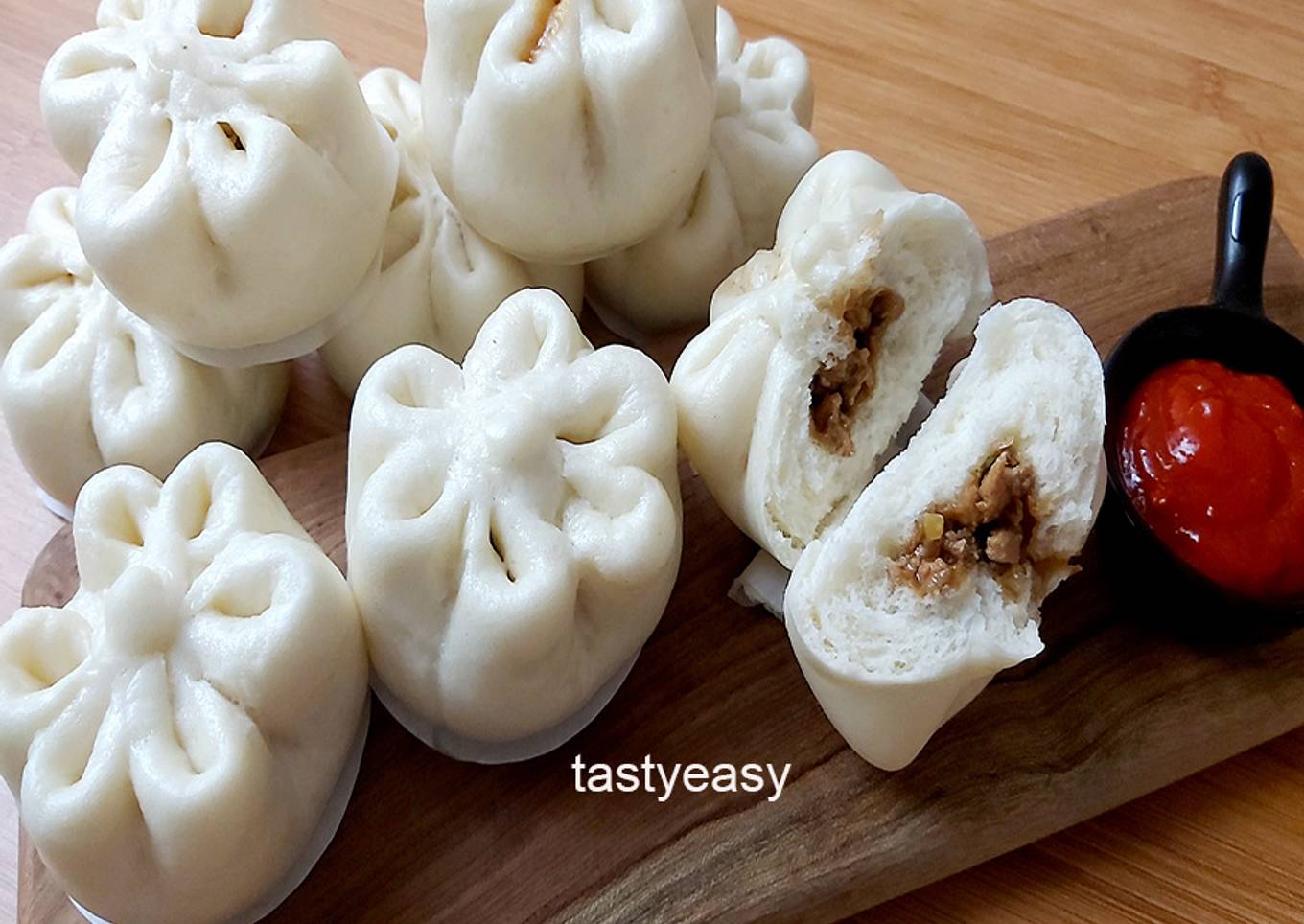 Bakpao Lembut dan Empuk Isi Ayam [Tips Anti Keriput] | Steamed Buns