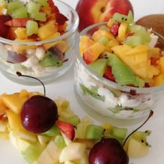 A picture of Layered fruit sandesh.