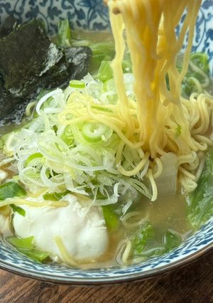 A picture of Japanese Instant Ramen with delicious broth.