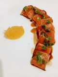 Salmone in Agrodolce con Mostarda di Pere