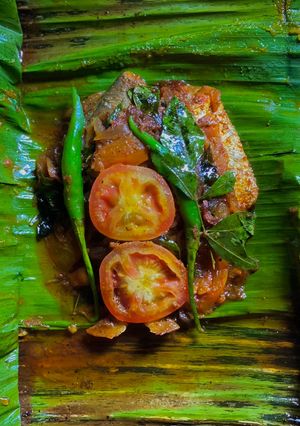 A picture of Meen Pollichathu - Kerala special.