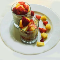 A picture of Chia seed watermelon strawberry pudding.