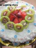 Birthday Cake Resep Kuno Tanpa Pengembang, topping Coklat Putih Creemcheese Buat Sendiri