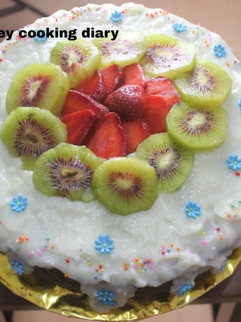 Cara Gampang Menyiapkan Resep  Birthday Cake Resep Kuno Tanpa Pengembang, topping Coklat Putih Creemcheese Buat Sendiri yang Lezat, Sempurna