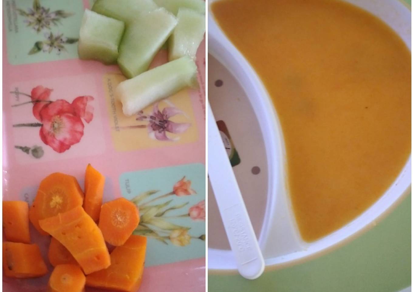 Mpasi 6 bln : bubur wortel melon