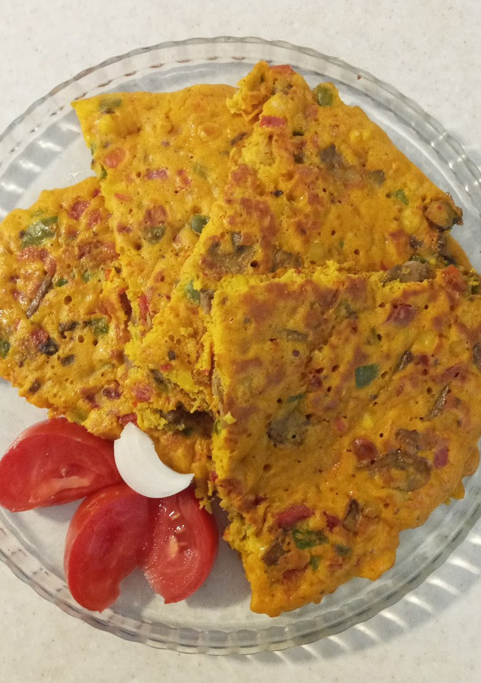 عکسی از دستور پنکیک سبزیجات😋شام فوری