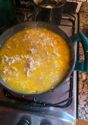 Una foto de Risotto de pollo