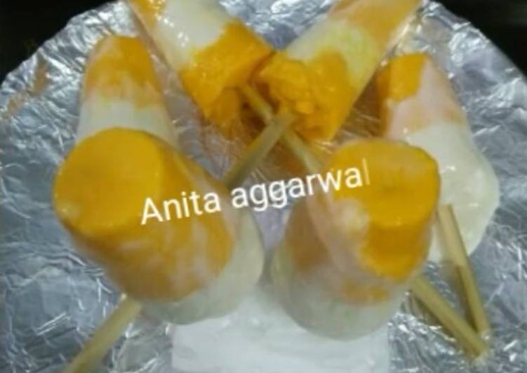 Indian frozen dessert mango bar(popsicle) with curd