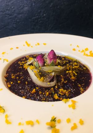 Foto di Vellutata di carote viola con cipolla caramellata