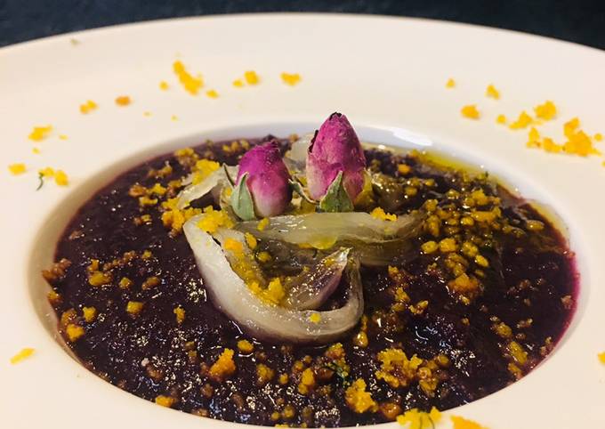 Modo semplice a Preparare Premiato Vellutata di carote viola con cipolla caramellata