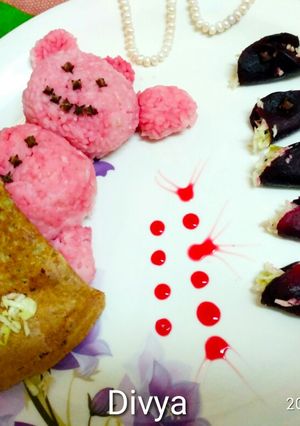 A picture of Beetroot rice and salid.