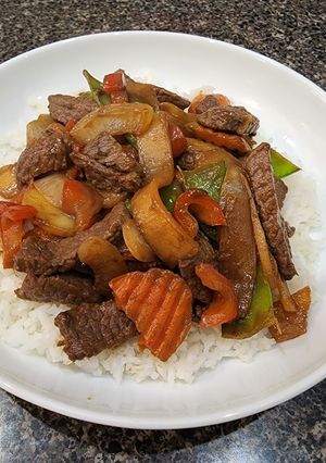 A picture of Dad's Mongolian Stir Fry.