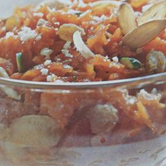 A picture of Carrot Halwa (in a microwave).