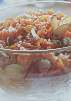 A picture of Carrot Halwa (in a microwave).