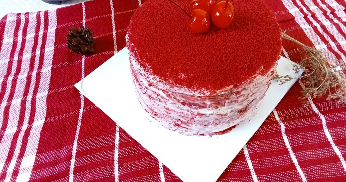 Resep Crepe cake red Velvet oleh De,an Cooking Cookpad