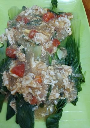 Foto resep Pokcoy siram saor tiram telur