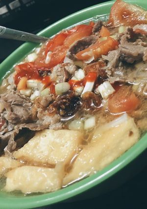 Hình của món Bún thịt băm nấu chua.