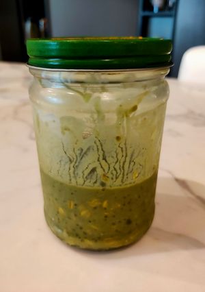 A picture of Matcha Overnight Rolled Oats.