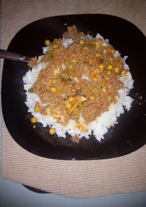 A picture of Rice and minced meat,peas stew...#local food contest.Mombasa.